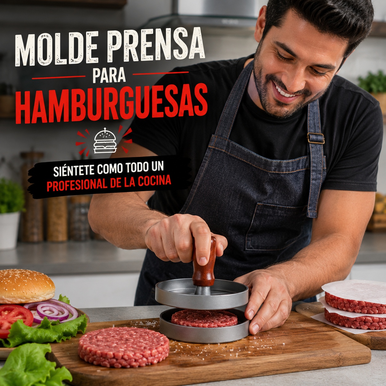 Molde prensa para hamburguesa