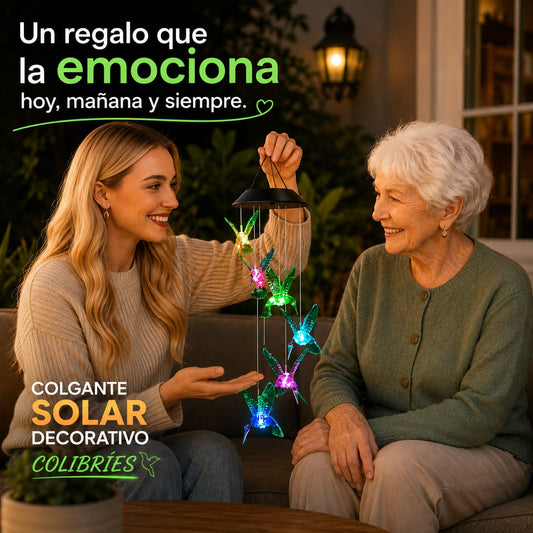 COLGANTE SOLAR DECORATIVO COLIBRÍES
