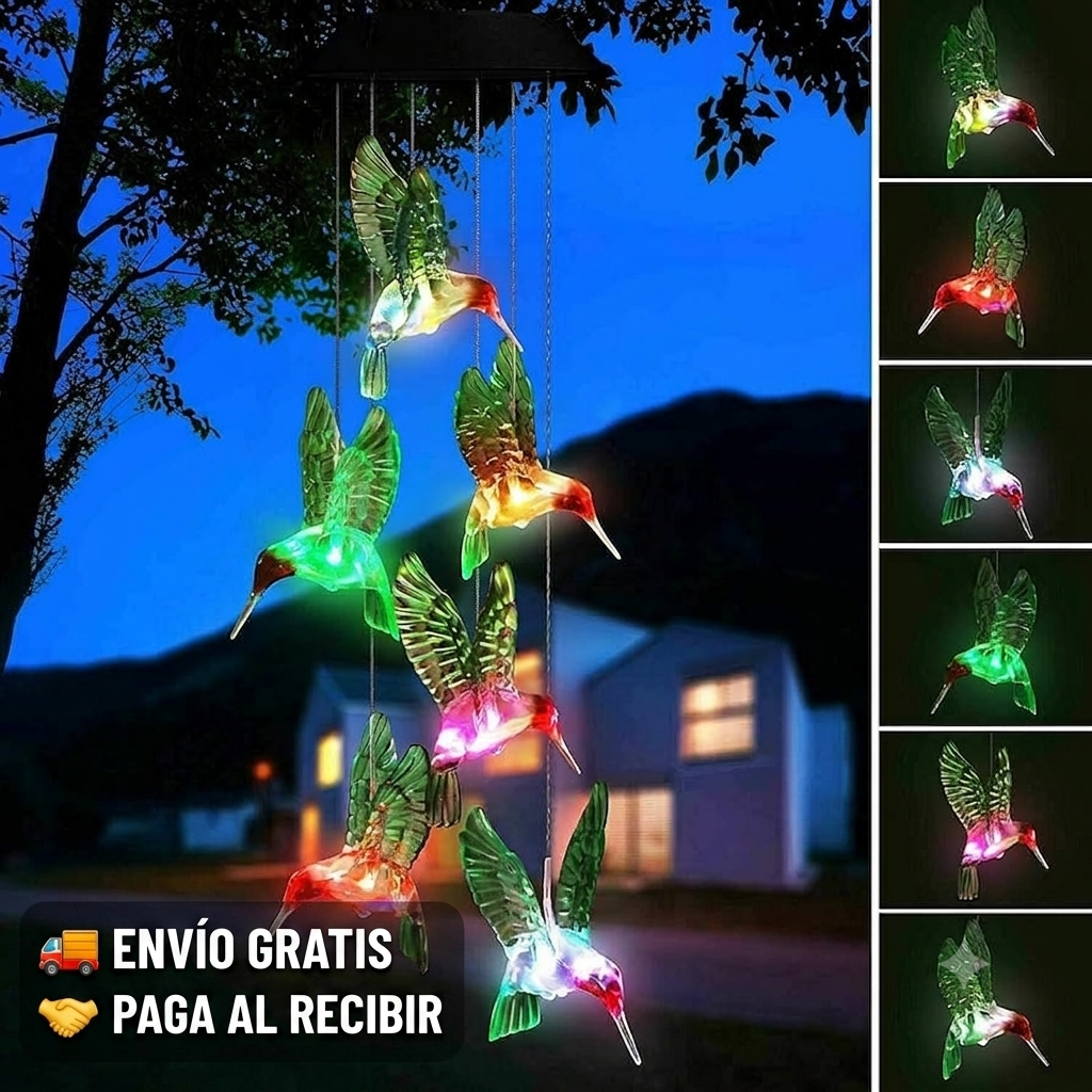COLGANTE SOLAR DECORATIVO COLIBRÍES