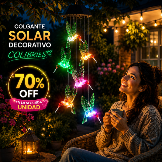 COLGANTE SOLAR DECORATIVO COLIBRÍES